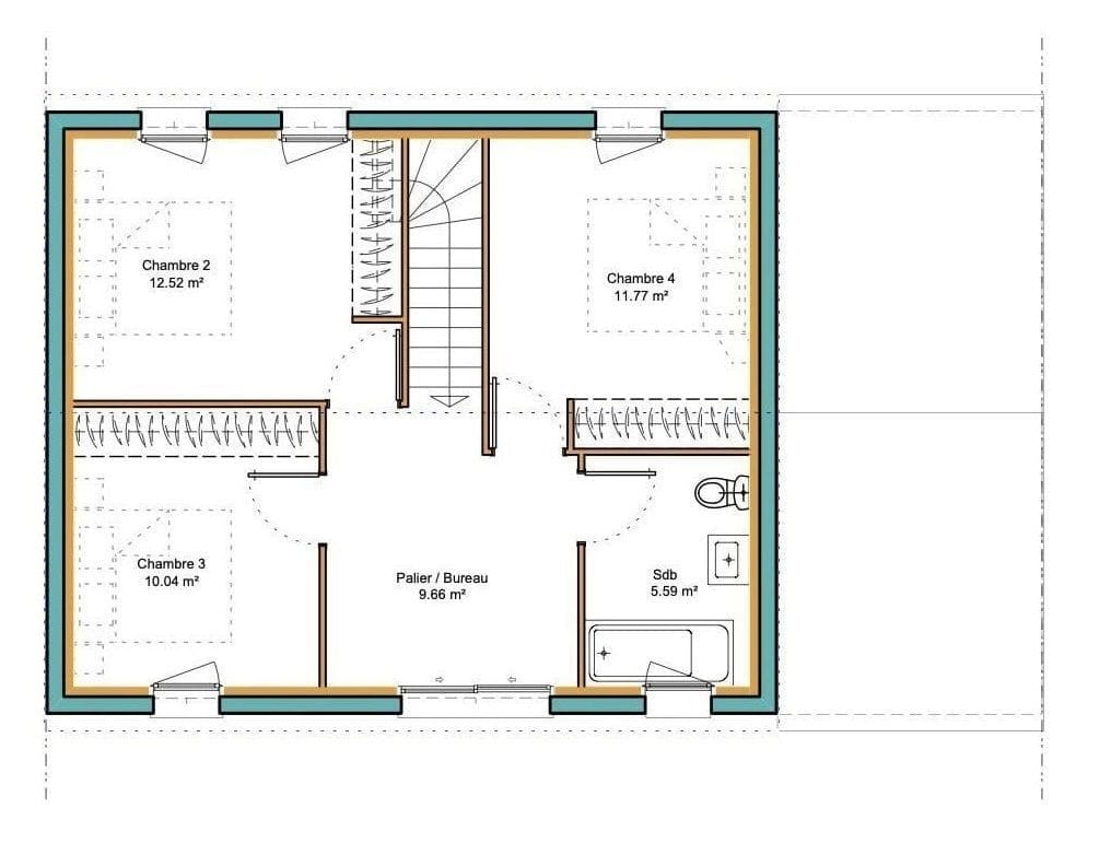 plan du premier étage de la maison modèle urban avec garage